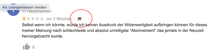 Google Bewertung zur Löschung melden